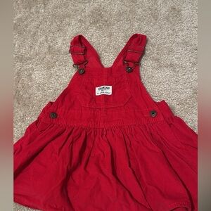 OshKosh red overall dress, size 18M in excellent condition